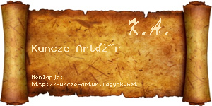 Kuncze Artúr névjegykártya